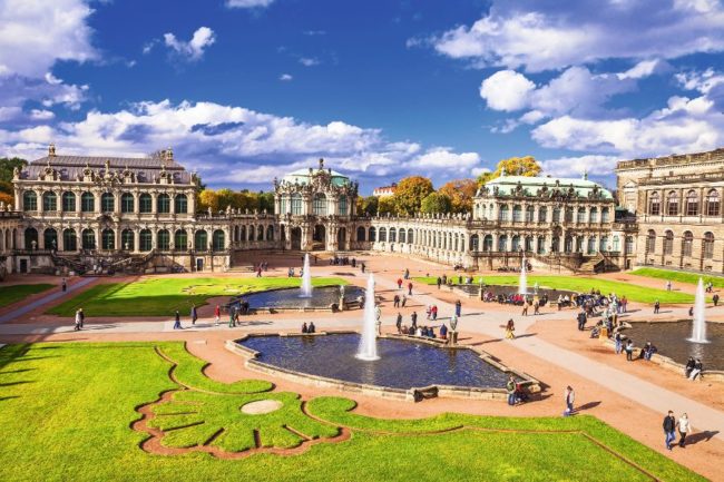 Dresden, famous Zwinger museum with beautiful gardens Dresden, famous Zwinger museum with beautiful gardens
