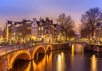 Amsterdam Canals Amsterdam Canals West side at dusk Natherlands