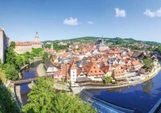 Panoramic view over the old Town of Cesky Krumlov, Czech Republic Panoramic view over the old Town of Cesky Krumlov, Czech Republic